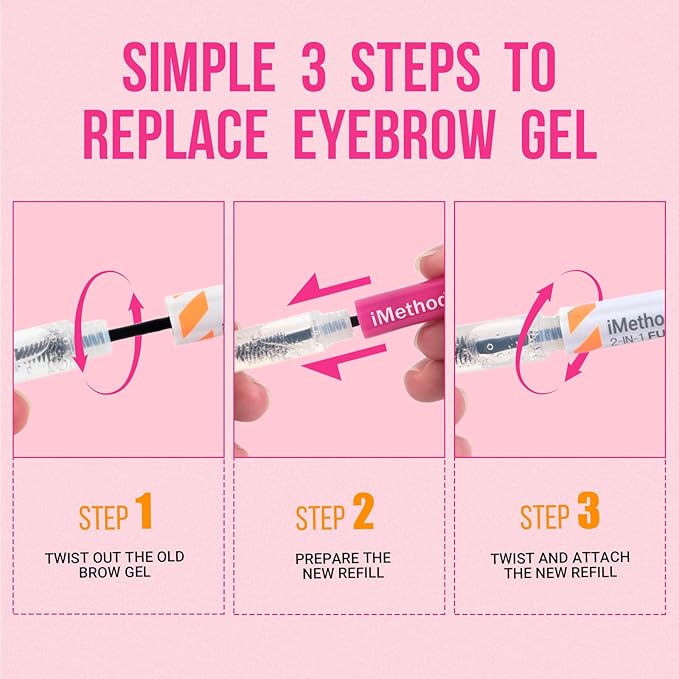 iMethod Curved Eyebrow Pen and Brow Gel - Eyebrow Pencils for Women with Hair Like Strokes, Eyebrow Makeup for All-Day Defined, Waterproof, Smudge-proof, Brown and 2 Count Brow Gel Clear