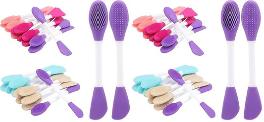 20 Pcs Silicone Face Mask Applicator, 2 in 1 Double-Sided Facial Scrubber Brush Tool, Double-Head Manual Cleansing Brush for Deep Gentle Exfoliating (Pack of 2)
