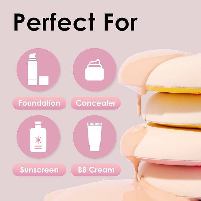 5Pcs Pale Pink Makeup Sponge For Foundation Concealer And Powder, Latex free Blender Sponge For Natural And Easy Makeup Soft Long-lasting And Beginner-friendly, Medium