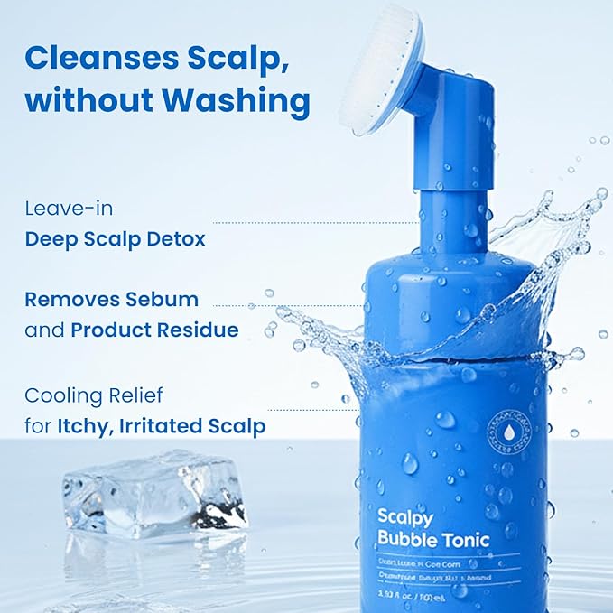 Leave-In Exfoliating Scalp Treatment - Detox Bubble Tonic for Dry & Itchy Scalp, Removes Flakes, Sebum & Buildup, Salicylic Acid & Menthol, Korean Hair Care