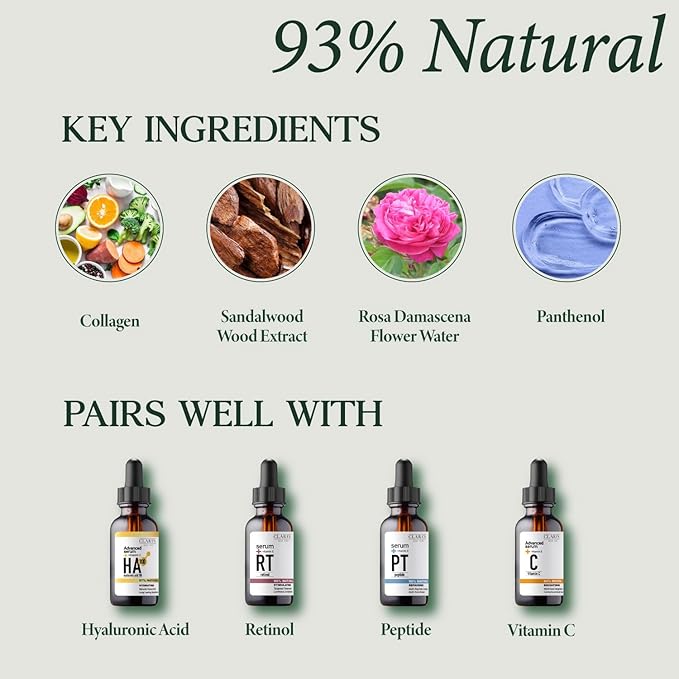 CLARA'S NEW YORK Advanced Rejuvenating Collagen Cream, Anti-Wrinkle and Made for Healthy Glowing Skin, Rich, Non-sticky, Fast-absorbing Formula 50ml MADE IN USA