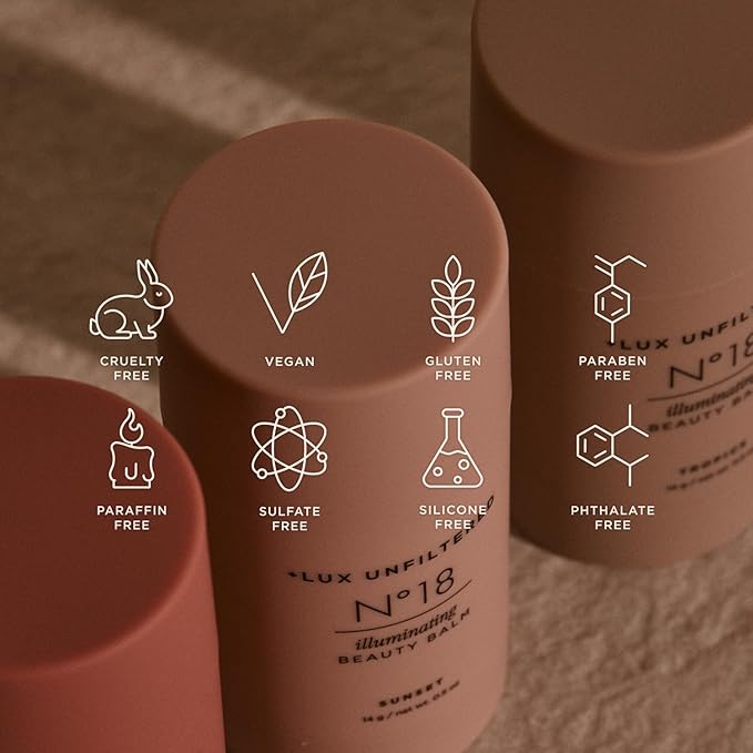 '+ Lux Unfiltered N°18 Illuminating Beauty Balm - Cream Blush Stick with Mango Butter - Buildable and Blendable Shimmer Blush Makeup Stick - Vegan & Cruelty Free - Chili (A Spicy Sheer Red)