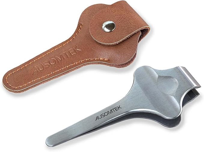 20mm Precision Butterfly Tweezers for Beard, Eyebrows, Facial & Ingrown Hair - Wide Tip, Stainless Steel - Hair Removal Tool with Anti-Slip Slot & Case - for Men & Women