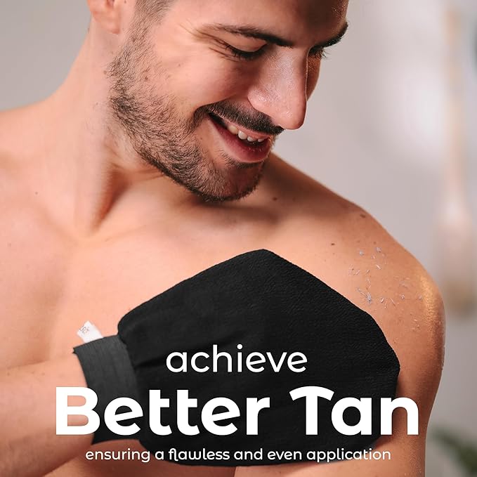 MainBasics Korean Exfoliating Mitts (2-Pack) Deep Cleansing Body Scrubbers for Dead Skin Removal, Spray Tan Prep & Keratosis Pilaris Treatment