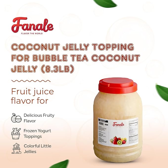 New Fanale Coconut Jelly Topping nata de coco for Boba Tea | Ice Cream | Yogurt | Smoothie | Milk Tea | Desserts (Coconut, 8.3 lb)