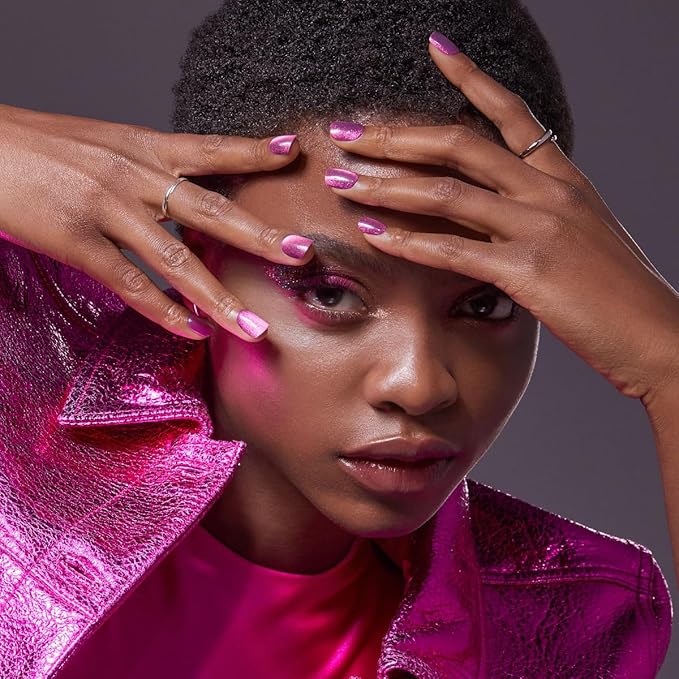 KISS imPRESS No Glue Mani Press On Nails, Color FX, 'Levels', Dark Pink, Short Size, Squoval Shape, Includes 30 Nails, Prep Pad, Instructions Sheet, 1 Manicure Stick, 1 Mini File