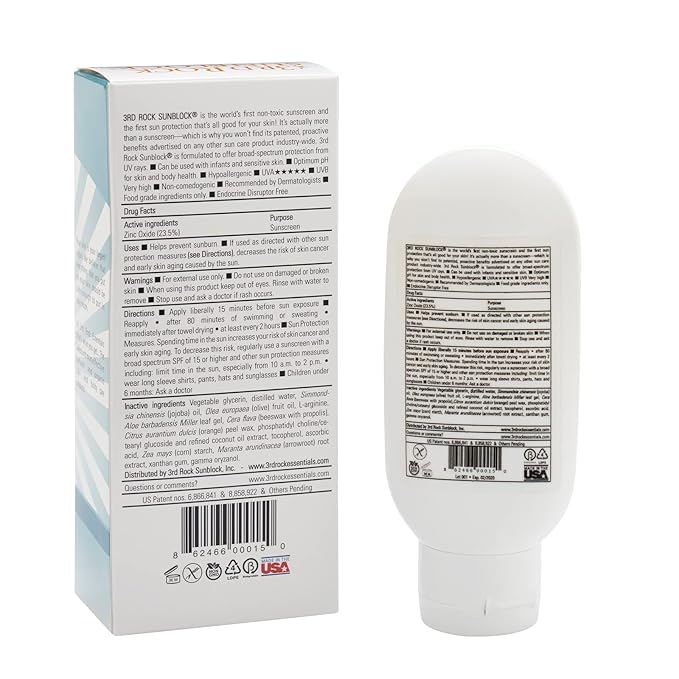 | Sunblock® SunScreen Lotion SPF 35+ | All Natural Organic Zinc Unscented Sunscreen for Sun Protection | All Natural Personal Care (3.3 oz | Single)