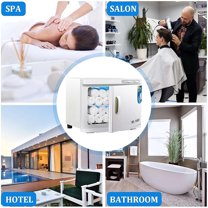 Hot Towel Warmer Cabinet with LED Light - JXSDLIY 23L Large Capacity Towel Cabinet for Bathroom 2-in-1 Professional Hot Towel Warmers for Facials SPA Massage Salon Heats Up Quick Towel Heater (white)
