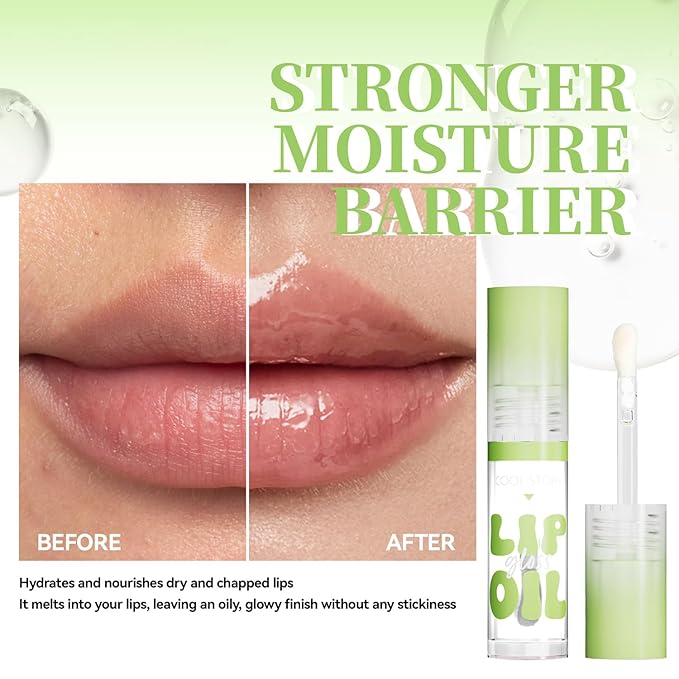 4 Pack Hydrating Glow Lip Oil Makeup Set for Women, Moisturizing Lip Gloss with Glow Finish, Long Lasting Nourishing Lip Care Fat Oil Lip Drip, Sweet Candy Scent (SET B, DARK)