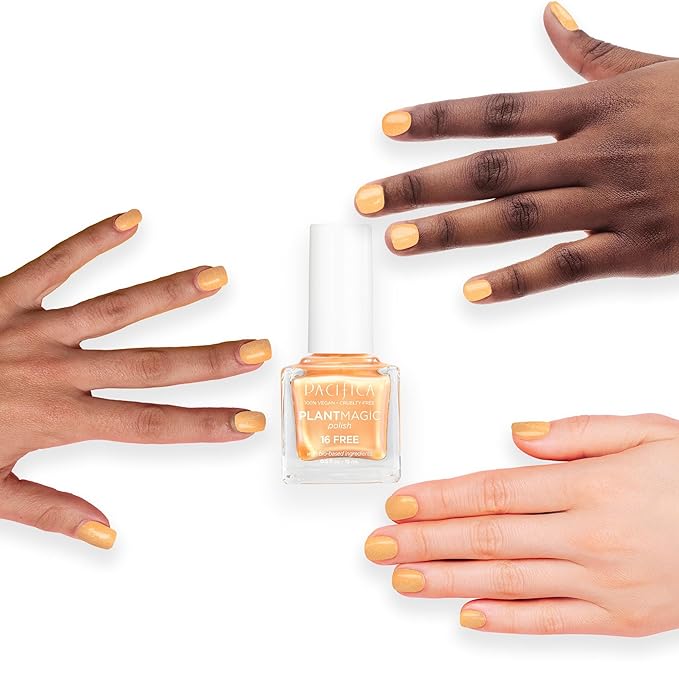 Pacifica Natural Nail Polish – Plant Magic Orange Nail Polish - Plant Based, Non-Toxic & Clinically Tested - Lasting Colors, Glossy, Chip-Resistant, Clean Beauty, Dermatologist Approved, Tangerine Pop