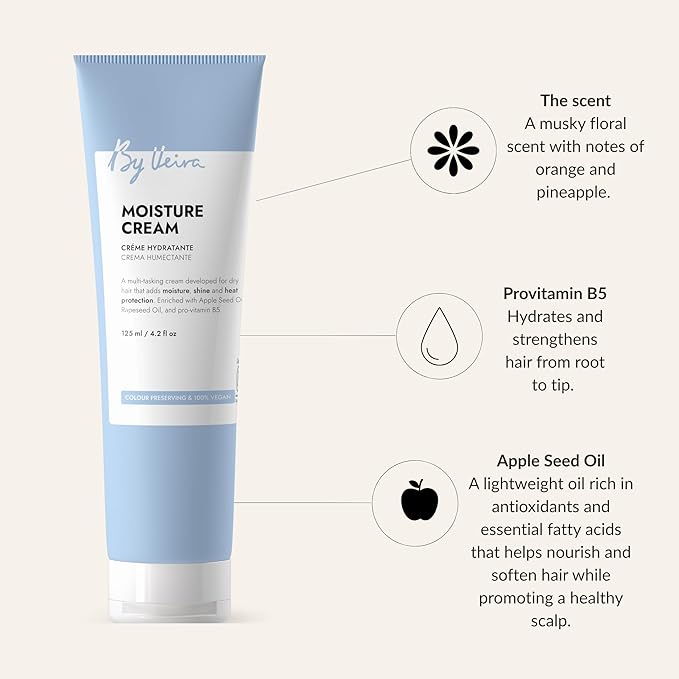 Moisture Cream 4.2 Fl Oz, For Frizzy/Dry Hair, Provitamin B5 & Rapeseed oil for Moisturising & Great Shine, Colour preserving & 100% vegan