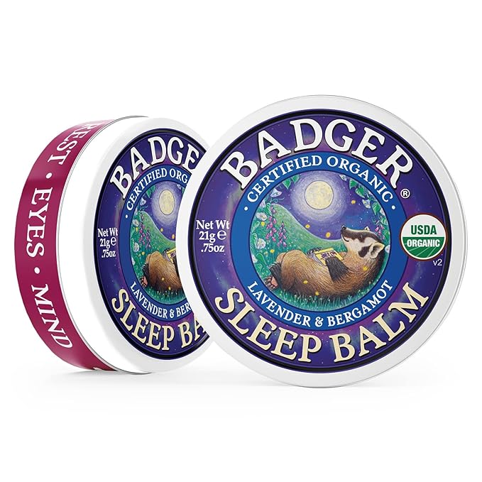 Badger - Sleep Balm, Lavender & Bergamot, Natural Sleep Balm, Scented Relaxing Balm for Children and Adults, Calming Night Balm, Organic Sleep Balm, 0.75 oz