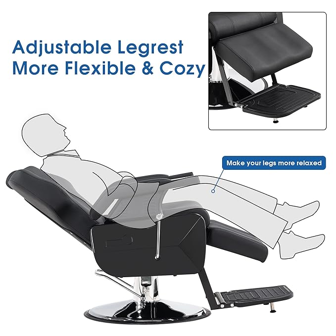 BarberPub Hydraulic Recline Barber Chair All Purpose Salon Beauty Spa Styling Equipment 9208 (Black)