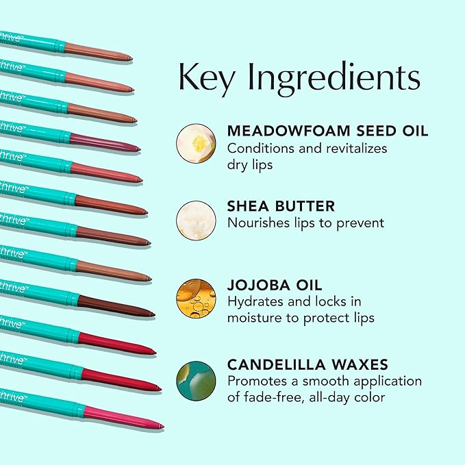 Thrive Causemetics Lip Filler Long-Wearing + Plumping Lip Liner, Shea Butter Hydrating Lip Plumper Retractable Lip Liner Pencil, Built In Sharpener, Vegan & Cruelty Free, Maureen (Petal Pink)