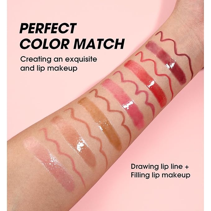 Pink Lip Liner Waterproof Lip Kit With Lip Liner and Gloss Long Lasting Pluming Smudge proof Highly Pigmented Lip Liner Set with Lipgloss (09# Pink)