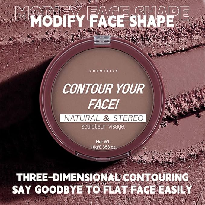 Natural Matte Dark Brown Cream Contour Palette – Lightweight, Blendable Monochrome Powder, Base for All Skin Tones, Face Makeup for Women & Men, Vegan, Cruelty-Free, Paleta de Contorno en Crema Mate