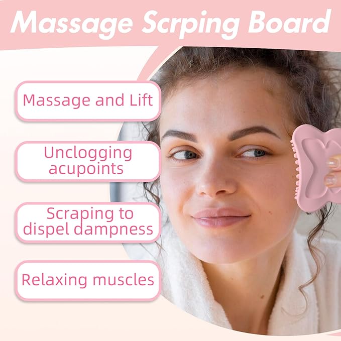 Silicone Gua Sha Tool for Face & Body – Massage & Lift, Acupressure Points Relief, Muscle Relaxation, Dampness Removal – Reusable & Easy Clean for Neck, Nose, Forehead