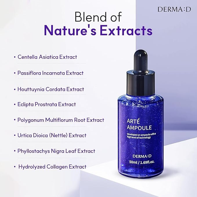 Azulene Arte Ampoule 1.69 fl oz - Korean Face Serum for Sensitive, Redness-Prone Skin | Calming, Hydrating Ampoule with Azulene & Botanical Extracts for Daily K-Beauty Skincare