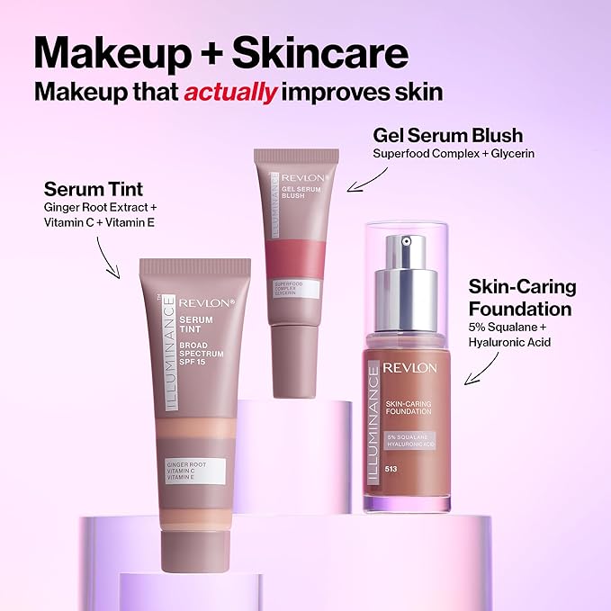 Revlon Illuminance Tinted Serum, Triple Hyaluronic Acid, Evens Out Skin Tone Over Time and Hydrates All Day, SPF 15, 405 Hazel, 0.94 fl oz.