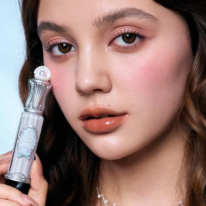 Flower Knows Shell's Jewel Nourishing Lip Glaze,Hydrating Lip Gloss with Hyaluronic,Moisturizing Plumping Oil,Non-Sticky Formula,0.16 fl.oz(P07 Salty Lychee)