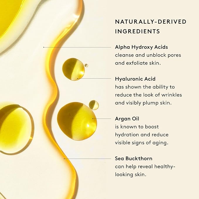 Naked & Thriving The Night Set | Renew Resurfacing Night Serum (30 mL) + Rejuvenate Restorative Face Oil (35 mL) with Hyaluronic Acid, Argan & Sea Buckthorn Oils and Fruit AHAs (Set of 2)