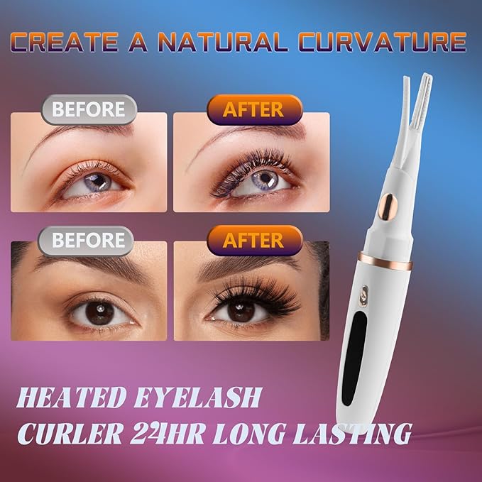 Heated Eyelash Curlers - 2 in 1 Clip- Type Electric lash Curler Best Seller 5S Heating Eyelash Curler LED Display 3 Temp Settings for Makeup Tools USB Rechargeable Natural Curling-Black