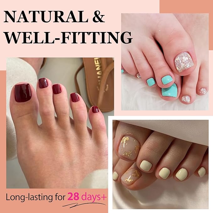 Short Toe Nail Tips Square Full Matte False Toenails Press On Nails 360pcs Smoothly Curved Toe Nail Tips for Efficient Extension Toe Acrylic Nails, 12 Sizes Artificial Toenails, Luckyfairy