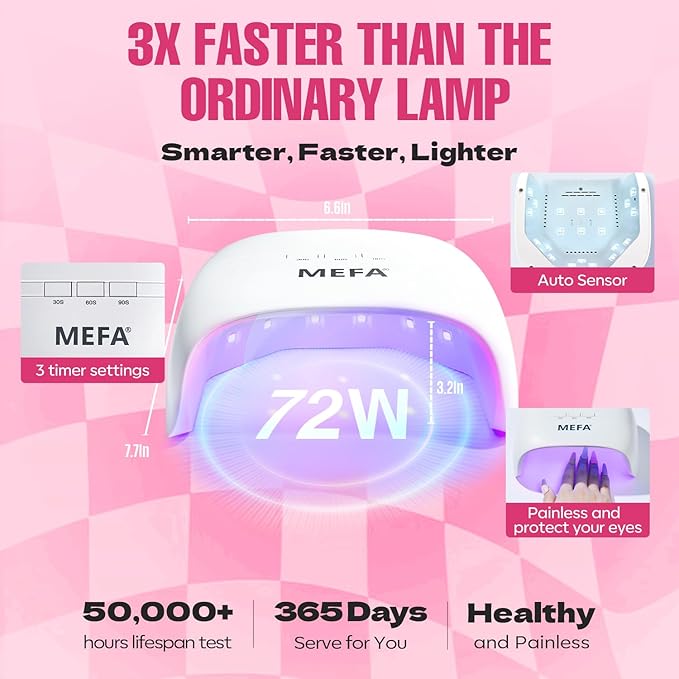 MEFA 42 Colors Gel Nail Polish Kit with U V Light, 59 Pcs All Seasons Collection Colorful Gel Polish Essential Set with 5 Psc Matte/Glossy Base Top Coat, Salon Gifts for Women