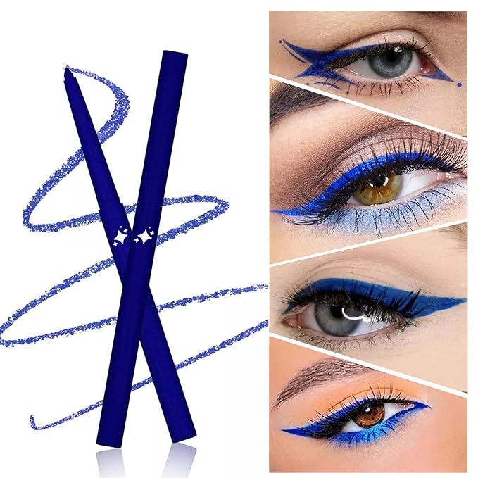 Navy Blue Eyeliner Waterproof Navy Blue Eyeliner Pencil Retractable blue eyeliner Smudge-proof Long Lasting Hypoallergenic (07# navy blue shimmer)