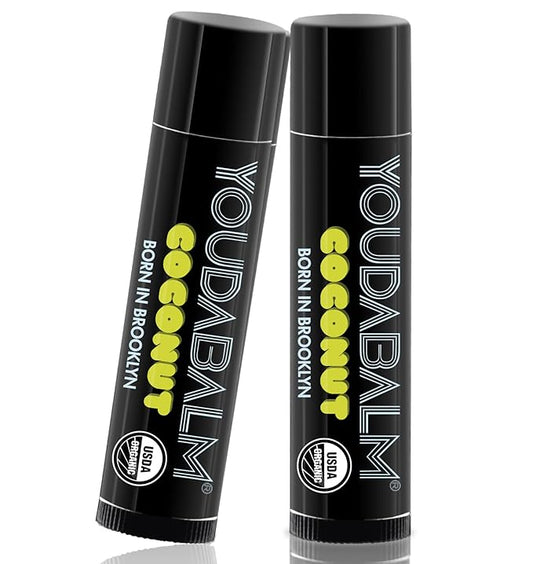 Organic Lip Balm, Coconut Flavor - 100% Natural Lip Moisturizer, USDA Certified - Lip Balm for Dry, Cracked Lips (2 Pack)
