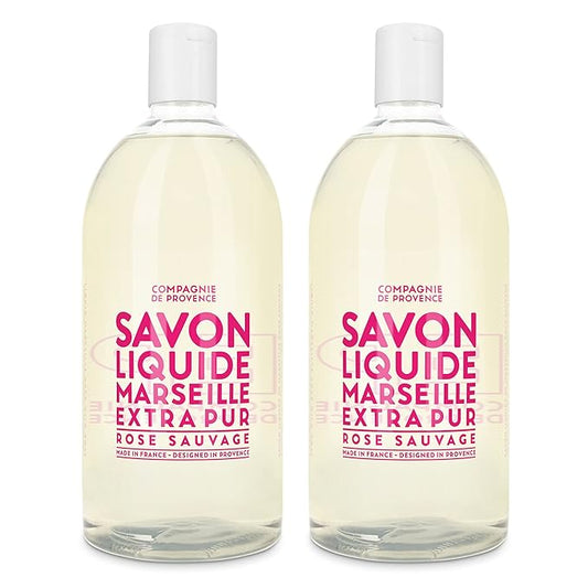 Compagnie de Provence Savon de Marseille Extra Pure Liquid Soap - Wild Rose - Bulk 67.6 Fl Oz Plastic Bottle Refill