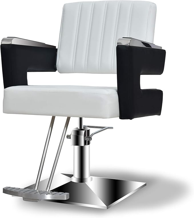 BarberPub Salon Chair for Hair Stylist, All Purpose Hydraulic Barber Styling Chair, Beauty Spa Equipment 8815 (6’’ Seat Height Adjustment) (Black&White)