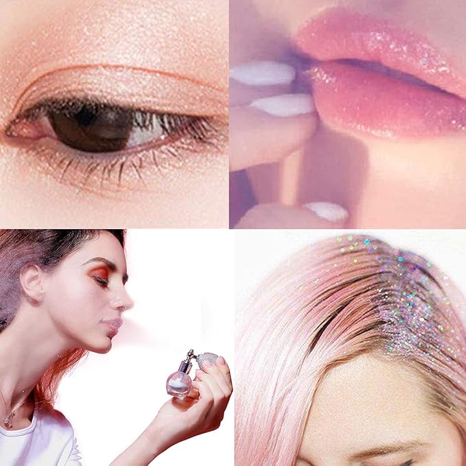 Highlighter Powder Spray, Ksndurn Ivory White Glitter High Gloss Spray - Shimmer Sparkle Powder Makeup Spray