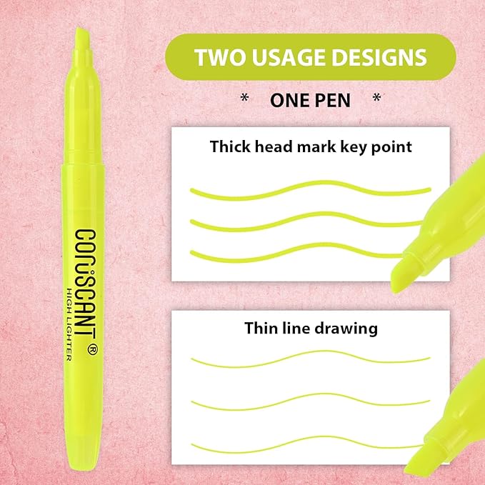 coruscant Highlighter - 36 pack color highlighter, color transparent visible fluorescent pen shell, wide chisel point mark, fluorescent pen, school, office