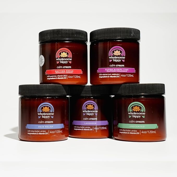 WHOLESOME HIPPY Daytime Focus Calm Cream – Energizing Body Butter with Magnesium, Vitamin B12, Guarana & Bergamot Orange – Moisturizing Wellness Cream for Daily Clarity – 4oz