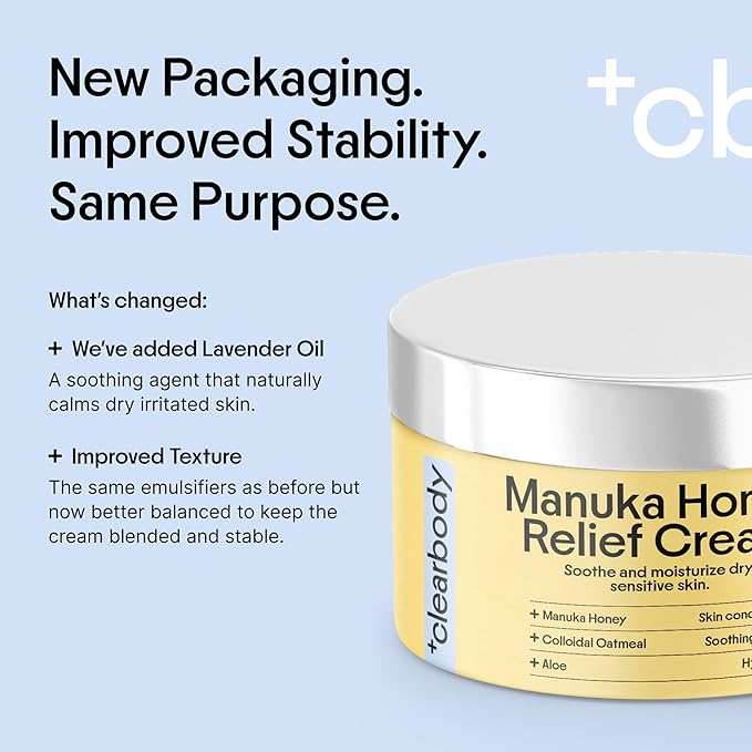 Clearbody Organics Colloidal Oatmeal Eczema Cream with Manuka Honey - 4 oz - Plant-Based Moisturizer & Eczema Ointment for Dry, Itchy Skin Relief