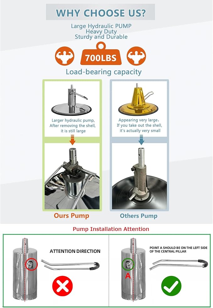 Barber Chair Hair Salon Chair,Heavy Duty 700 LBS, for Hair Stylist Barber Beauty Tattoo Massage(Black)