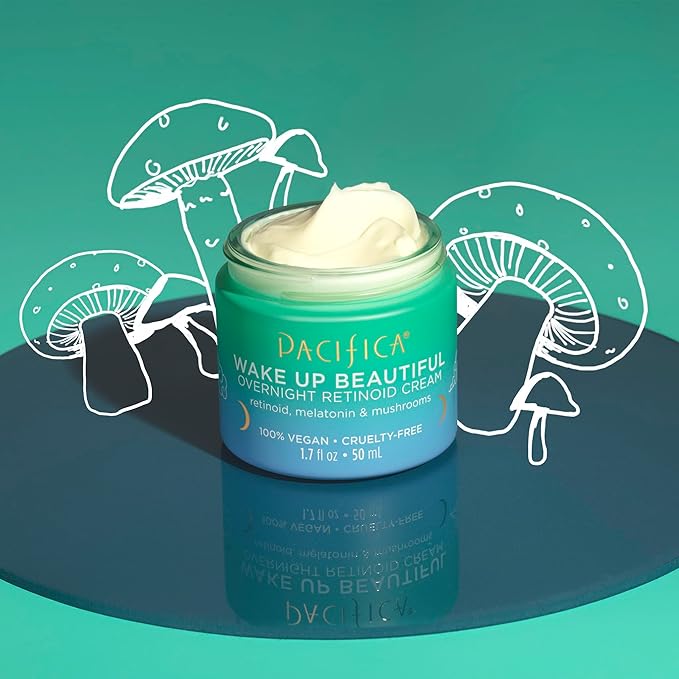 Pacifica Beauty Wake Up Beautiful Retinoid Eye Cream & Overnight Retinoid Cream Set, Skincare, Moisturizer, Face Cream, For Dry, Aging, Sensitive Skin, Vegan, 0.5 fl oz and 1.7 fl oz (Set of 2)