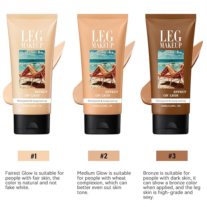 Legs Makeup Waterproof with Brush - No Transfer Body Concealer for Varicose Veins Appearance, Tattoo & Scar Cover Up for All Skin Tones, Waterproof (Bronze)