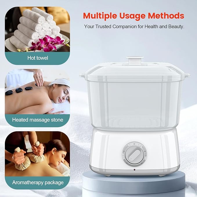 Hot Towel Warmer, Rapid Heating Towel Steamer for Facials can Hold 12 Mini Wet Towels, Portable Mini Towel Warmer for Bathroom,Spa and Salon.