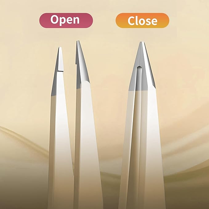 Pointed Tweezers for Women Facial Hair, Professional Stainless Steel Tweezers for Eyebrow, Chin Hair and Ingrown Hair Removal (Gold)