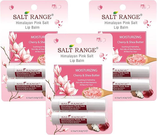 Natural Solution Lip Balm, Formulated with Cherry & Organic Shea Butter, Moisturizing Lip Care Multipack, Hydrating Moisturizer for Dry Lips, Organic Chapstick- 3 Count,6 Pieces