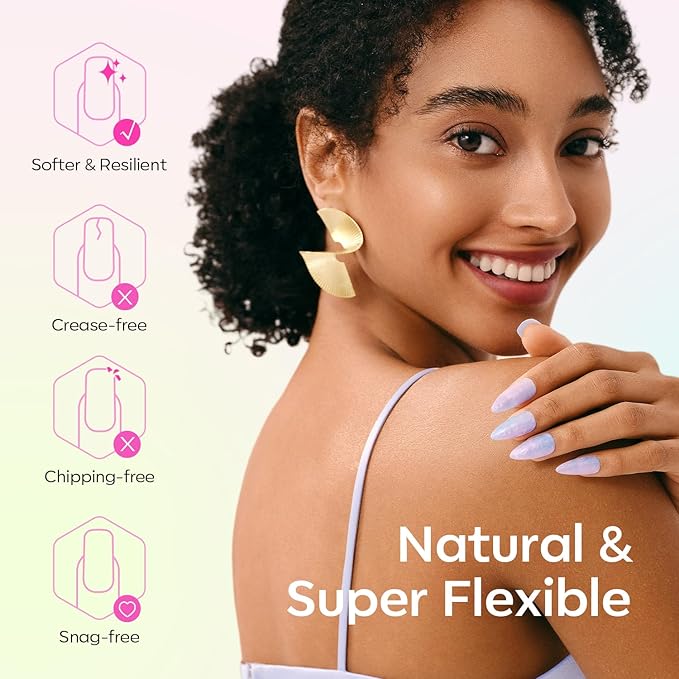 Modelones Pointed Almond Fake Nail Tips - 510Pcs Medium Gel Tips Pre-shaped Half Matte Full Cover Clear Acrylic Gel Kit False Press on Nails for Extension DIY Salon 15Sizes