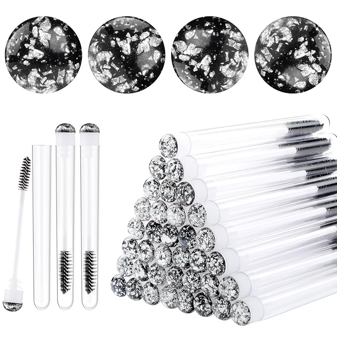 50pcs Eyelash brush Lash Wand Makeup tool Eyelash Extension supplies Cleaning brush Diamond Mascara foil black