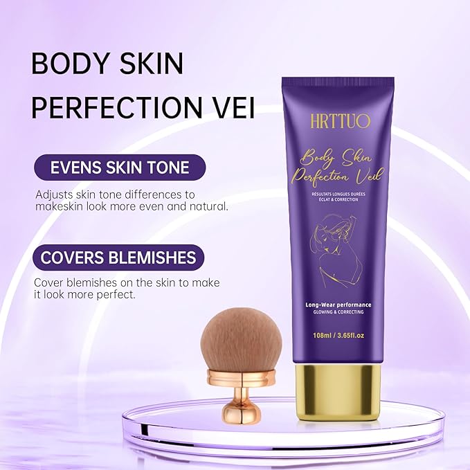 Body Coverage Perfector, Waterproof Leg & Body Makeup for Tattoo & Scar Cover Up, No Transfer Coverage Concealer with Brush, All Over Complexion Perfector for All Skin Tones (Natural Radiance)