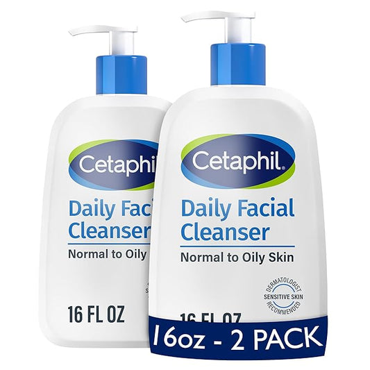 Cetaphil Face Wash, Hydrating Daily Facial Cleanser for Dry to Normal Sensitive Skin, 16 oz, 2 Pack
