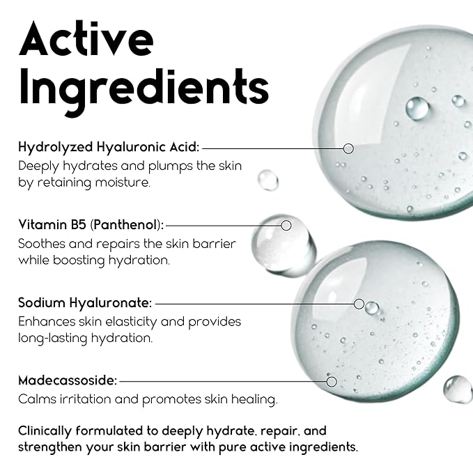 Hyaluronic Acid Serum for Face – 2.5% Hyaluronic Acid + 3% B5 - Acido Hialuronico B5 Serum for Women - Hydrating Formula for Fine Lines, Wrinkles & Anti Aging - 30ml