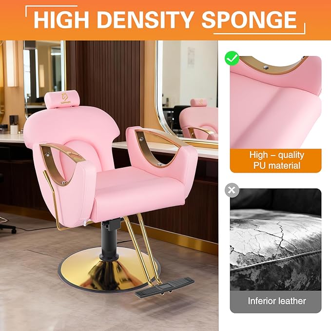 Barber Chair Salon Chair 360 Degrees Rolling Swivel Barber Chairs Hydraulic Hair Chair Capacity Up to 330 Lbs All Purpose Beauty Spa Equipment