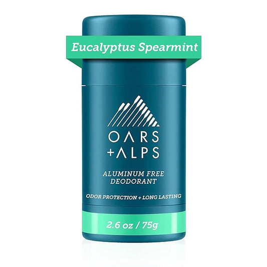 Oars + Alps Aluminum Free Deodorant for Men and Women, Dermatologist Tested and Made with Clean Ingredients, Vegan, Eucalyptus Spearmint, 1 Pack, 2.6 Oz
