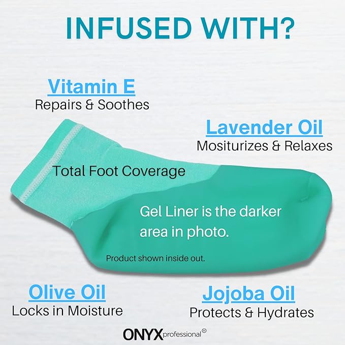 Onyx Professional Gel Moisturizing Socks, One Size Dry Feet Treatment for Women or Men, Hydrating Spa Socks for Dry Feet and Cracked Heel Repair, One Reusable Pair